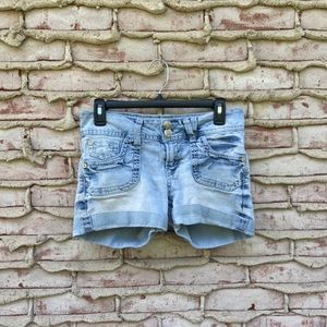 Light-Wash Cuffed Jean Shorts